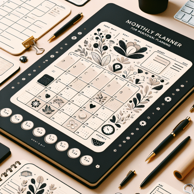 planner mensal para planejamento pessoal